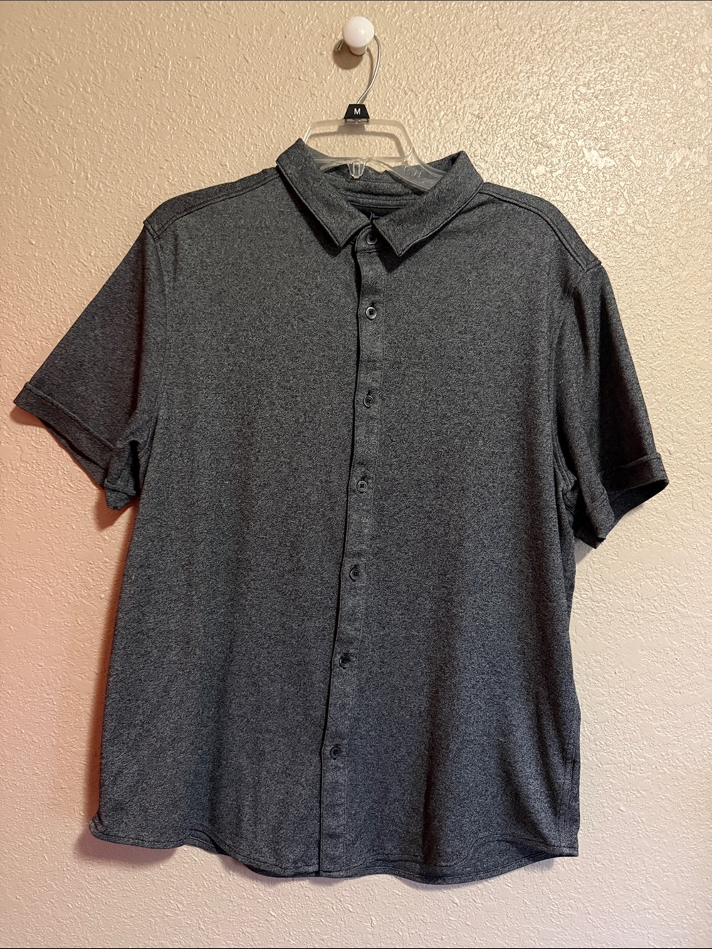 Marc Anthony Men's Casual Short-Sleeve Button-Down Shirt - Charcoal Gray Slim Fi